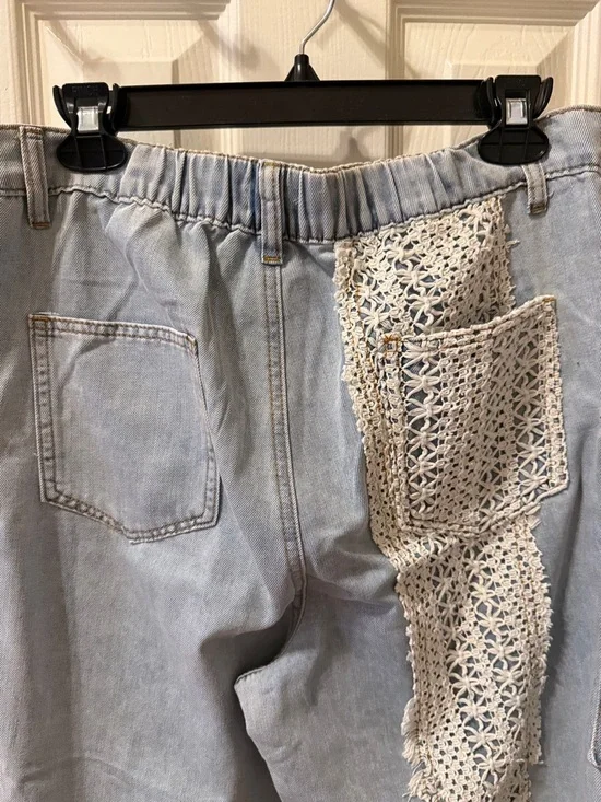 POL Light Blue & White Patchwork Wide-Leg Jeans - Picture 8 of 8